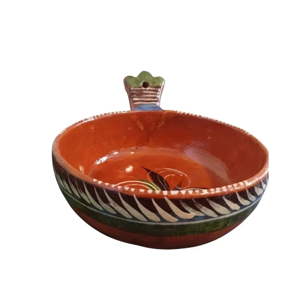 Vintage Mexican Redware Tlaquepaque Or Tonala Pottery Folk Art Bowl